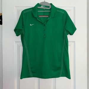 Woman’s green Nike dry-fit polo golf shirt